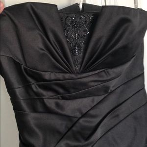 Black satin bridesmaid dress